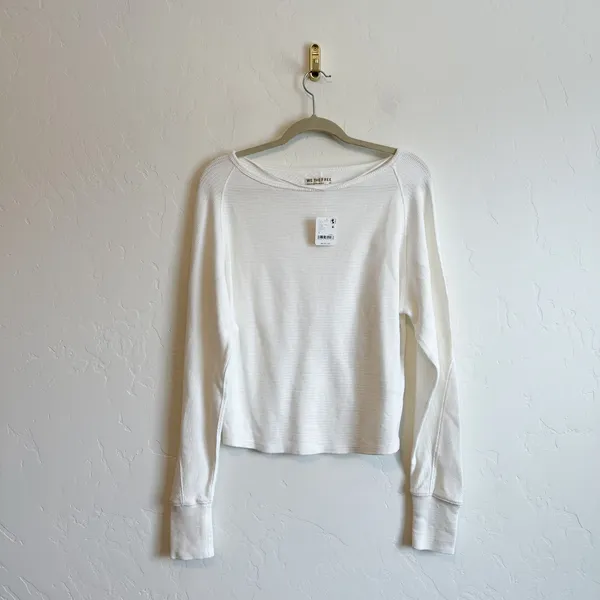 Free People | NWT We The Free Jess Thermal Boat Neck Long Sleeve Top in Ivory - Image 6