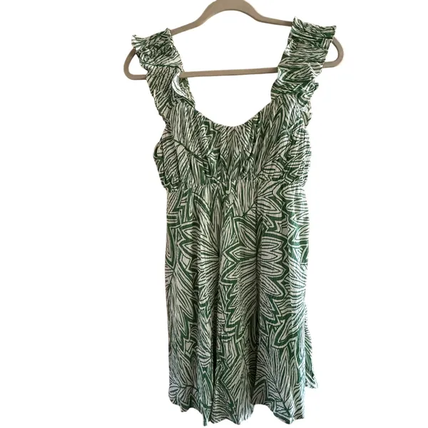 Blu Pepper Green Tropical Ruffle Mini Sundress Size Small Resort Vacation - Image 2