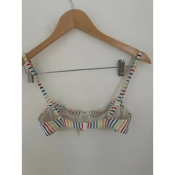 Solid & Striped Underwire Bikini Top White Rainbow Vertical Stripe‎ Swimwear - Image 2