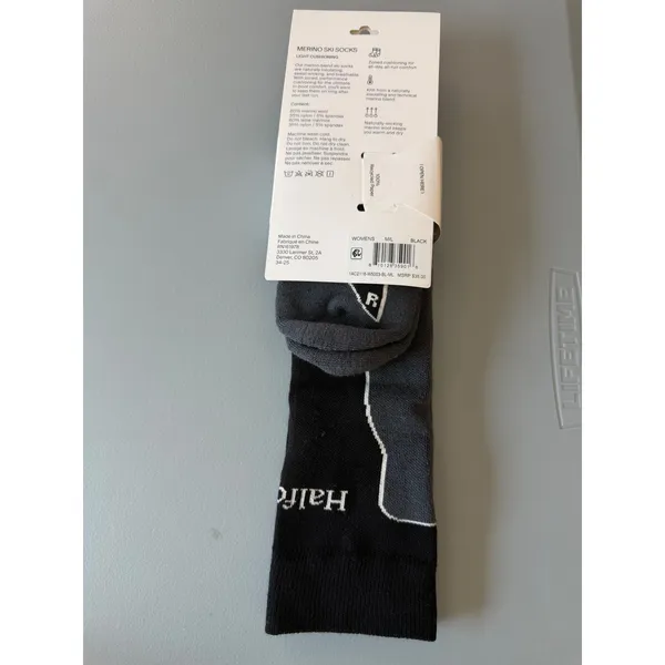 Halfdays Light Cushion Merino Ski Socks Womens M/L 9-12 Black Grey NWT - Image 2