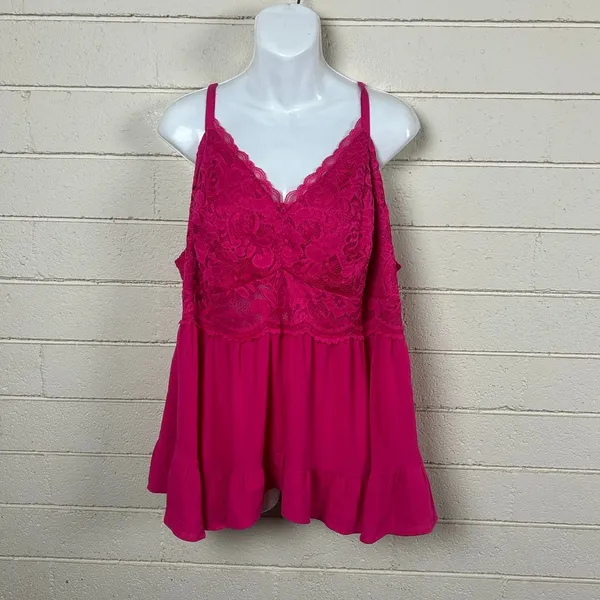 Torrid Babydoll Georgette Lace Trim Cami size 1 - Image 4