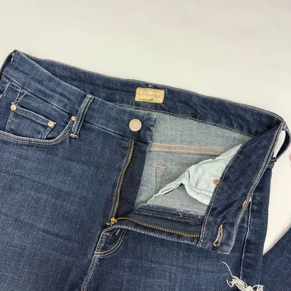 Mother Denim The Looker Ankle Fray Skinny Cigarettes Jeans Girl Crush Blue Wash - Image 7