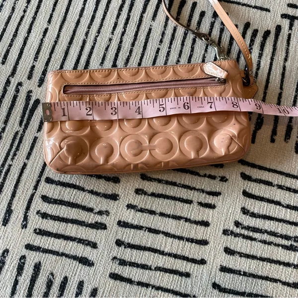 Coach Pink Signature C Embossed Patent Zip Wristlet Clutch - Image 5