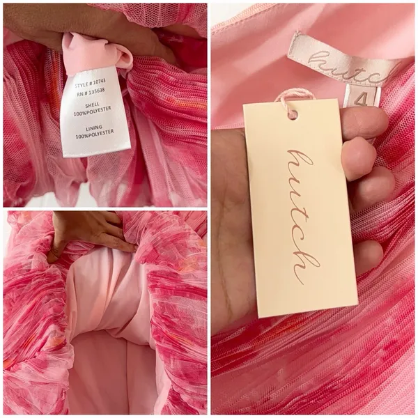Hutch Anthropologie One Shoulder Bubble Hem Dress 4 Pink Tulle Party Barbiecore - Image 7