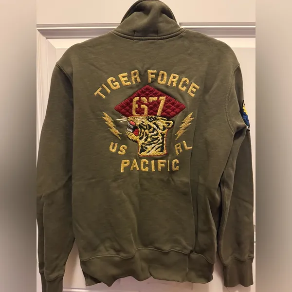 Polo by Ralph Lauren Olive Sweatshirt with Embroidered Patches - Image 2