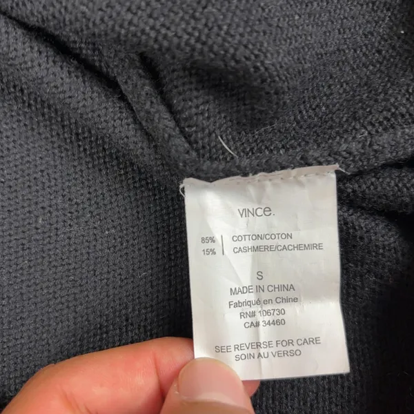 Vince‎ Cardigan Womens S Black 85% Cotton 15% Cashmere Crew Neck Lightweight - Image 8
