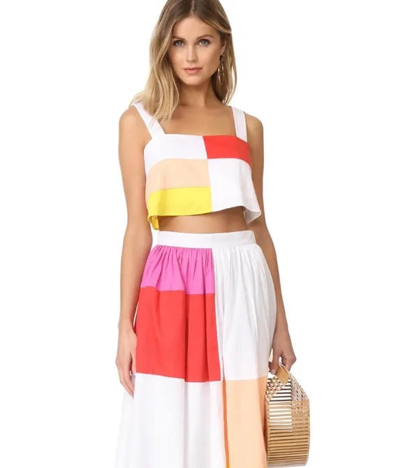 The Lines In Between Cotton Patchwork Midi Skirt - Image 3