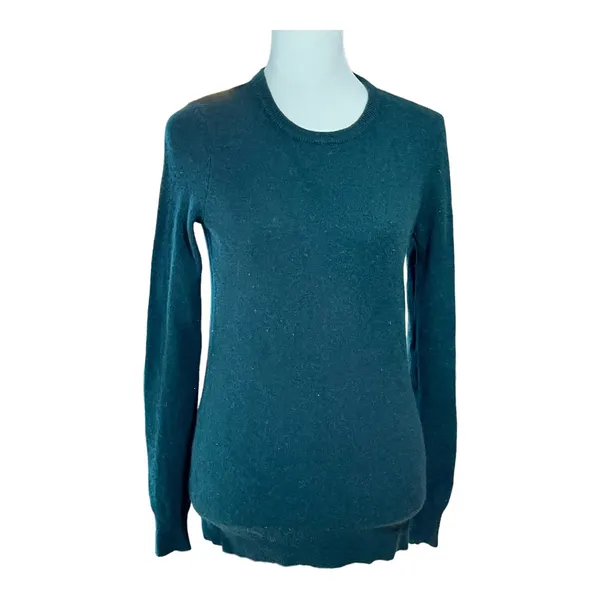 C by Bloomingdale's 2-Ply Cashmere Dark Green Sweater Sz S - Image 3