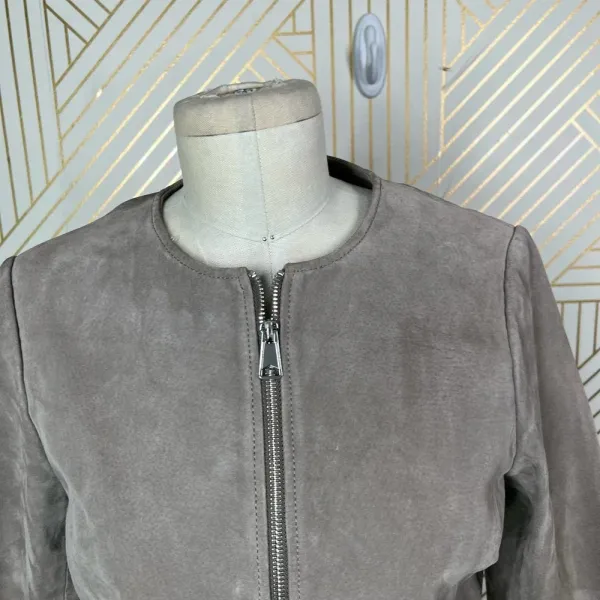 Soia + Kyo Collarless Zip Front Suede Jacket Tan Brown Size‎ US Small - Image 4
