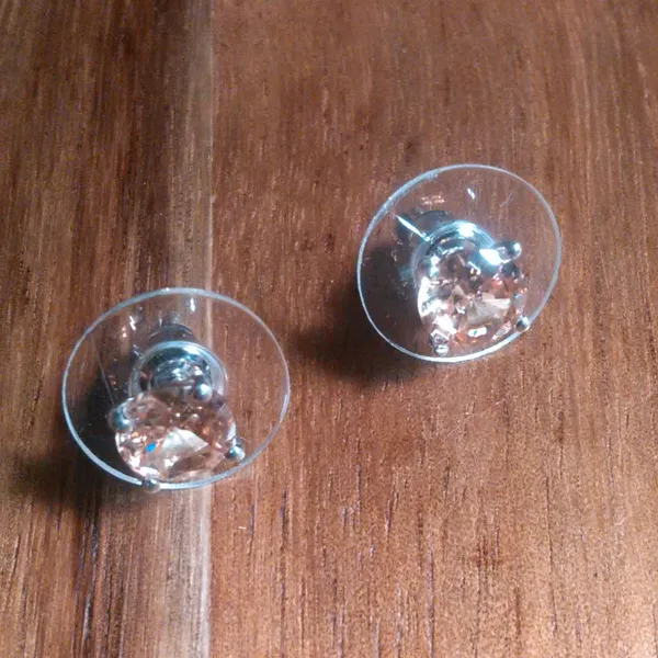 Simulated Champagne Diamond Stainless Steel Solitaire Stud Earrings - Image 6