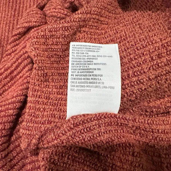 American Eagle Crop Top Sz XS Burnt Umber Ribbed Knit Button up VNeck Tie Front - Image 6