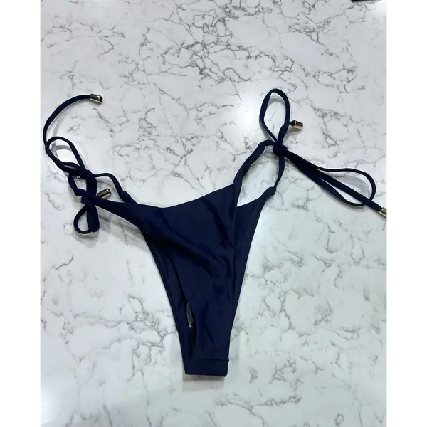 NWOT Quince Deep Navy Italian Adjustable Side-Tie Bikini Bottom Size Small - Image 4