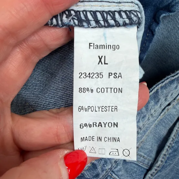 Flamingo XL 36 Ripped Raw Hem Mid Rise Straight Leg Cropped Jeans Boho Relaxed - Image 4