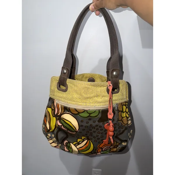 Fossil Key-Per Coated Canvas Tote Handbag Floral Pattern Large Shoulder Bag M - Image 10