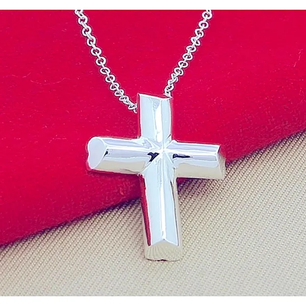 925 Sterling Silver Cross‎ Pendant Necklace, 16-18” - Image 12