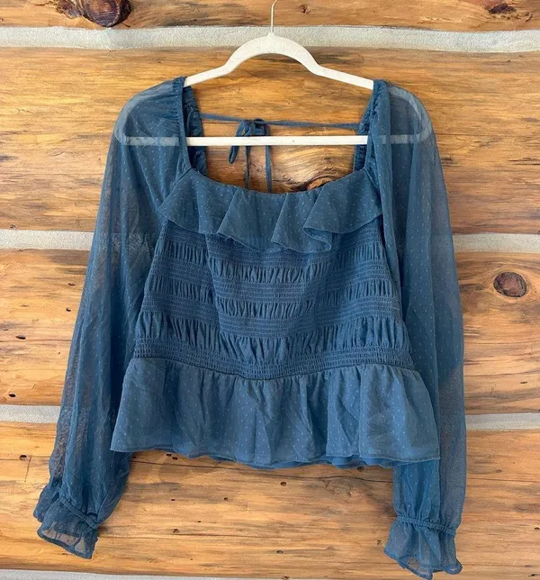 Lauren Conrad Smocked Peplum Ruffle Blouse - Image 2