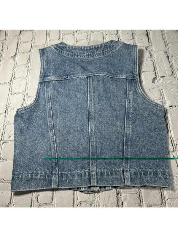 GAP Factory Store Denim Vest Womens Size Small 90s Y2K Jean Sleeveless Vintage - Image 2
