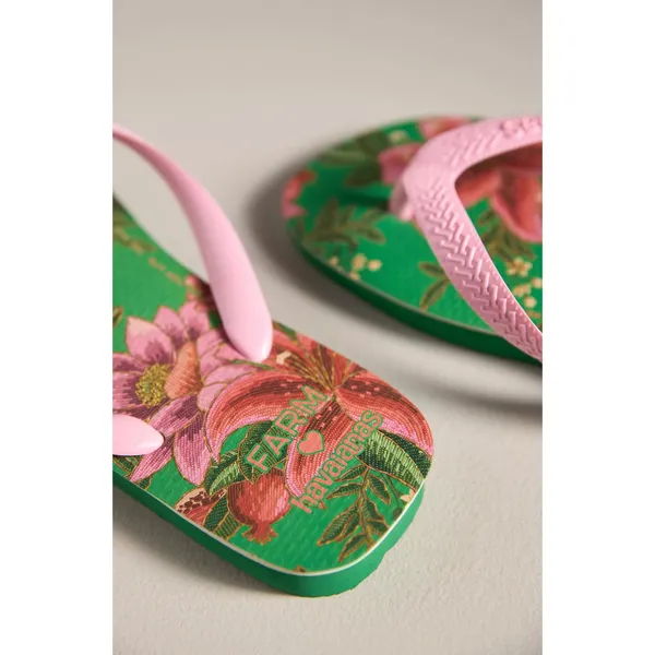HAVIANAS X FARM RIO Thong Sandals in Green Size 9/10 - Image 2