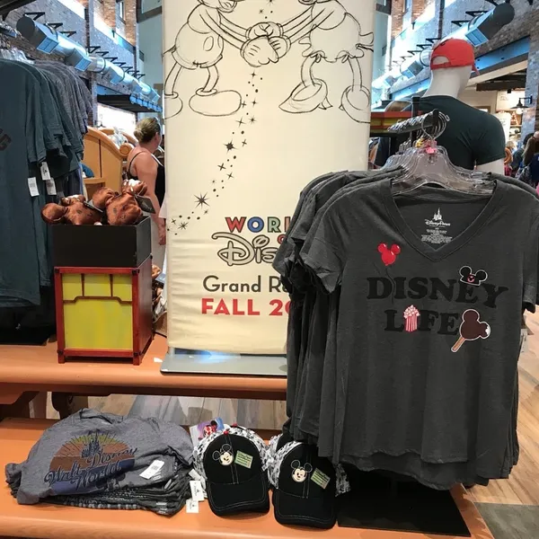 Disney Life Parks Gray V Neck T Shirt Mickey Bar Popcorn Ears Balloon S - Image 5