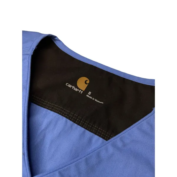 Carhartt Scrub Top Womens Small‎ V Neck Short Sleeve Womens S Blue - Image 2