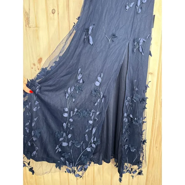 NWT Lulus Abundant Charm Navy Blue 3D Floral Applique Maxi Dress Cocktail Size S - Image 5