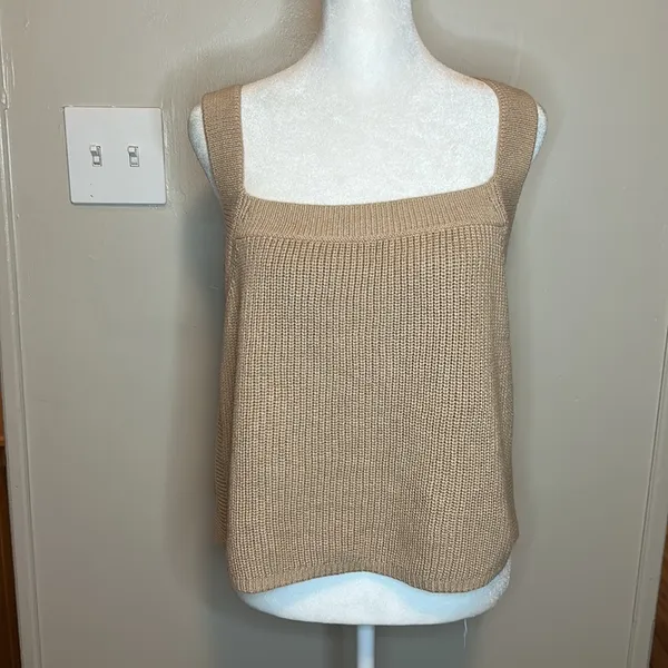 Reformation Yeta Cotton Ribbed Sweater Tank Sand Size XL - Image 5