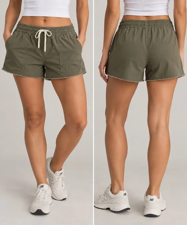 Vuori Women’s XL Olive Green Organic Cotton Utility Shorts Drawstring - Image 2
