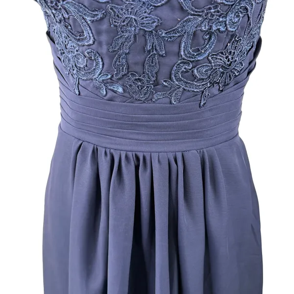 SU Dress Navy Blue Lace Chiffon Bridesmaid Prom Evening Gown NWT Size 6 - Image 9
