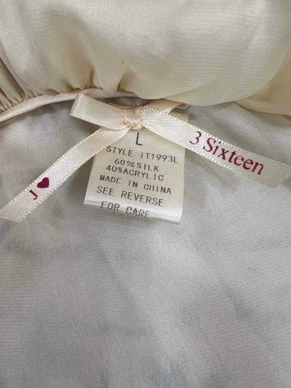 3sixteen silk Cream vintage Ruffle Wrap-Style Blouse size L - Image 7