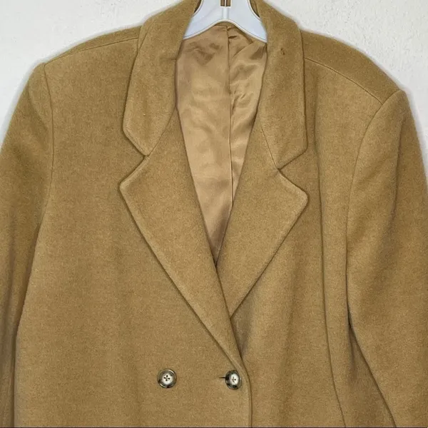 Vintage Beauchamp Place‎ Wool Coat Tan Size 14 - Image 2