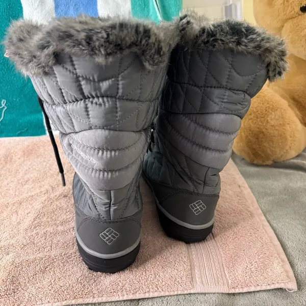 Columbia Waterproof Omni-Grip Tall Black Faux Fur Lace Up Winter Snow Boots 8 - Image 3