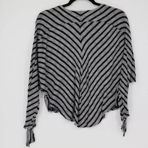 Free People‎ Morning Black White Stripe Small V Neck Dolman Tie Sleeve Top Boho - Image 10