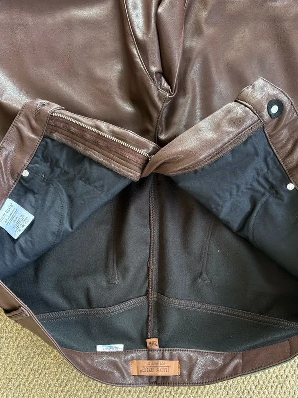 NWT Judy Blue Faux Leather Tummy Control High Rise Straight Pants Brown Size 20W - Image 6