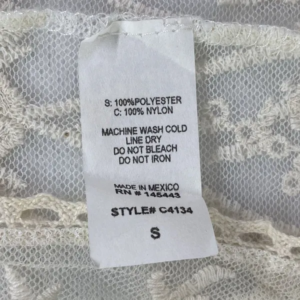 Haute Society coverup Womens S Beige Lace Sheer Open Drape Top mesh -‎ flaw - Image 4
