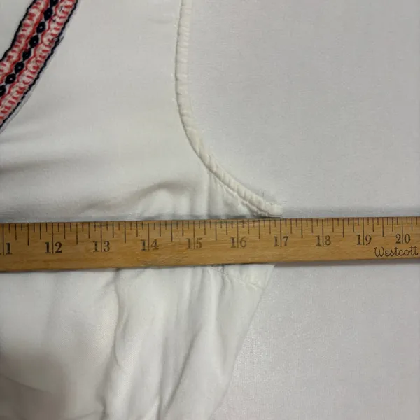 Vero Moda Mini‎ Dress White Embroidered Boho Smocked Vacation Festival Beach S - Image 9