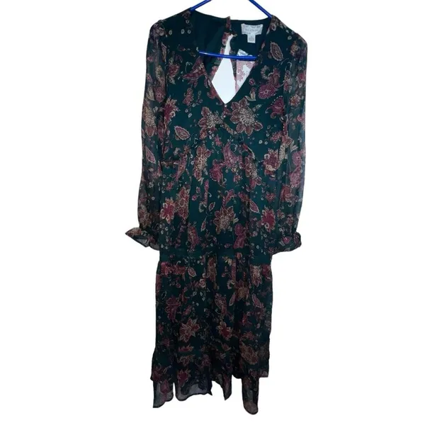 Band Of The Free Run The World Pine‎ Berry Paisley Empire Waist Midi Dress Small - Image 2