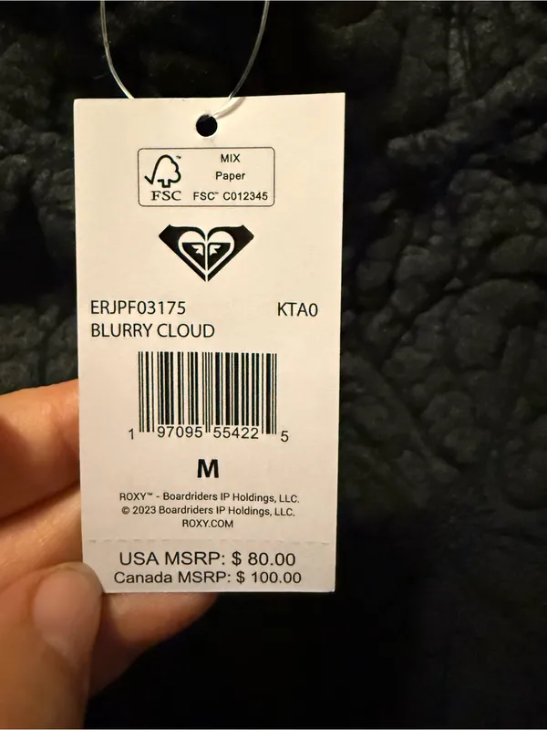 Roxy Blurry Cloud Full Zip Polar Fleece Floral Sherpa Mock Neck Black Medium NEW - Image 7