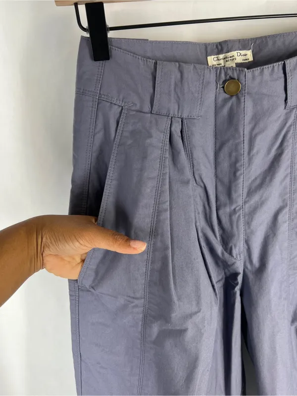 Vintage Christian Dior Actifs 80s High Rise Pleated Cotton Pants Size 10 - Image 3