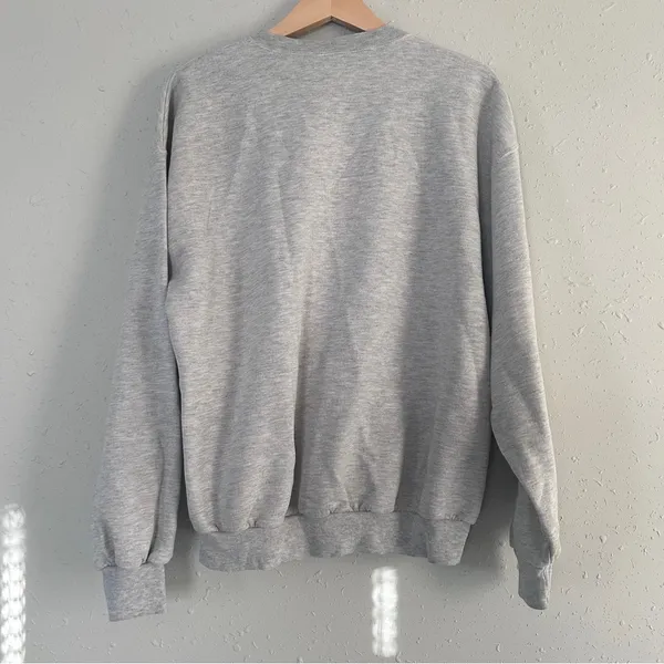 Vintage Jerzees Gray Dog Lover Crewneck Sweatshirt Retro Neutral 90s Large - Image 3