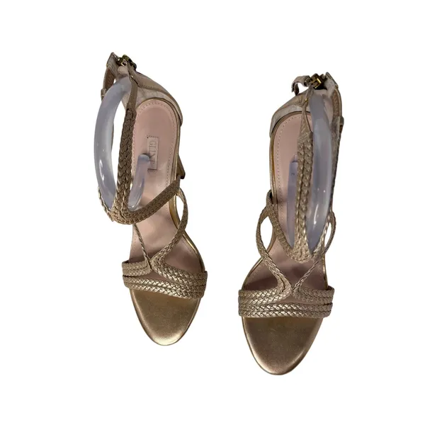 Glint Gold Braided Strappy Heel Stiletto Sandals Shoes sz 8.5M‎ Maximalist - Image 6