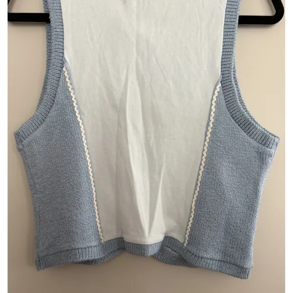 Anthropologie Embroidered Sweater Vest Blue Women's Size Small‎ - Image 6
