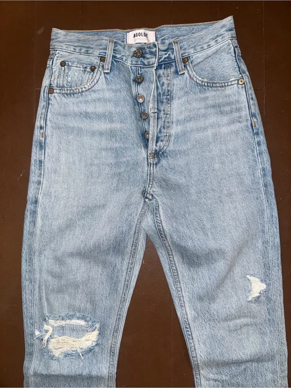 Agolde Light Blue Distressed Jeans - Image 3