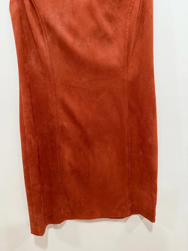 J. McLaughlin Rust Faux Suede Sleeveless Sheath Dress Size Medium - Image 4