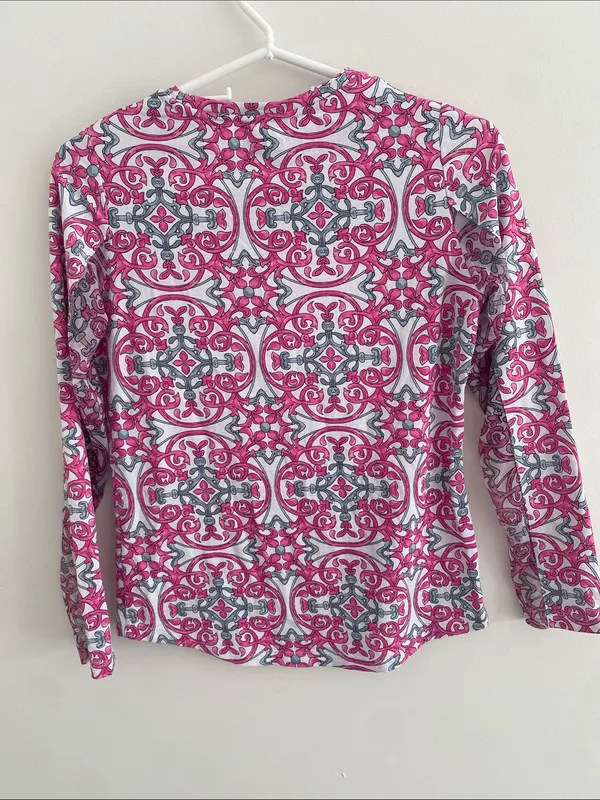 IBKUL Alice Pink Charcoal L/S Crew w Mesh Top Tee UPF50 Size XS - Image 9