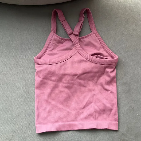 Alo Yoga Seamless Ribbed Favorite Full Length Bra Tank Pink Wild Rose XS - Image 4