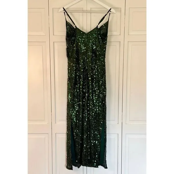 Taylor NWT green sequin cowl neck midi dress 6 - Image 5