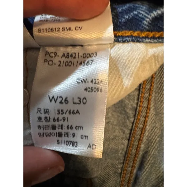 Levis Premium 501 90s Straight Leg Jeans Medium Wash Distressed W26 L30 - Image 3