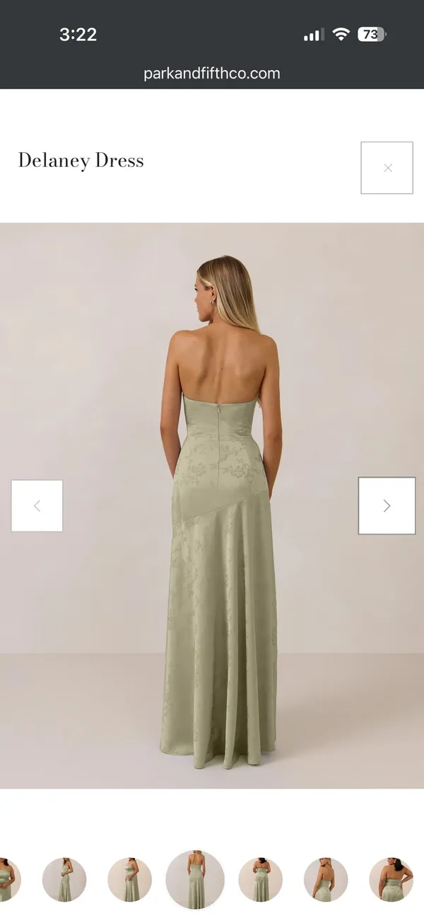 Park & Fifth Delaney Dress True Sage Jacquard Green Bridesmaid Gown XXS - Image 5