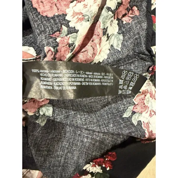Zara Women’s Premium Denim Collection Navy Flowers Swing Dress Size Small - Image 6