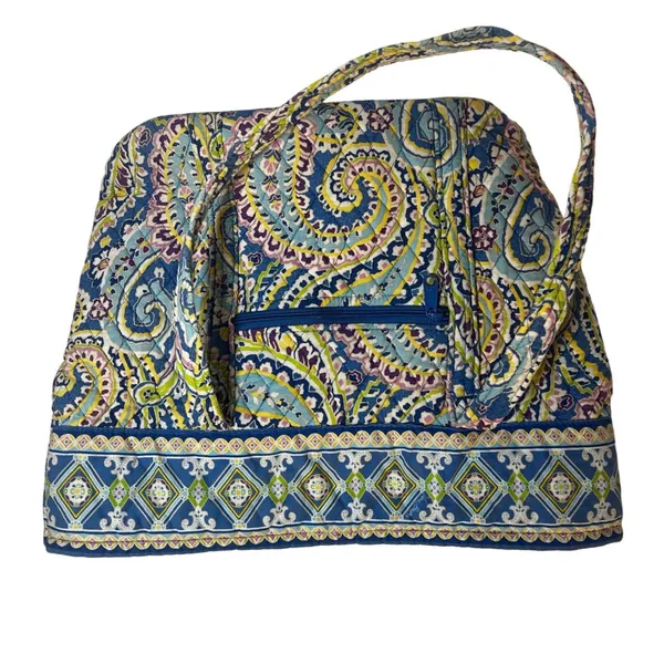 Vera Bradley Capri Blue Tic Tac Tote Quilted Paisley Shoulder Bag Large Retired - Image 3